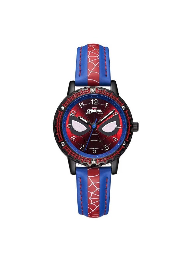 Marvel Spider-Man Classics Marvel Spider-Man Kids Analog Watch - Red & Blue Leather Strap Cartoon Wristwatch for Boys - Image 1