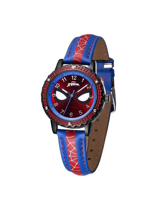 Marvel Spider-Man Classics Marvel Spider-Man Kids Analog Watch - Red & Blue Leather Strap Cartoon Wristwatch for Boys - Image 2