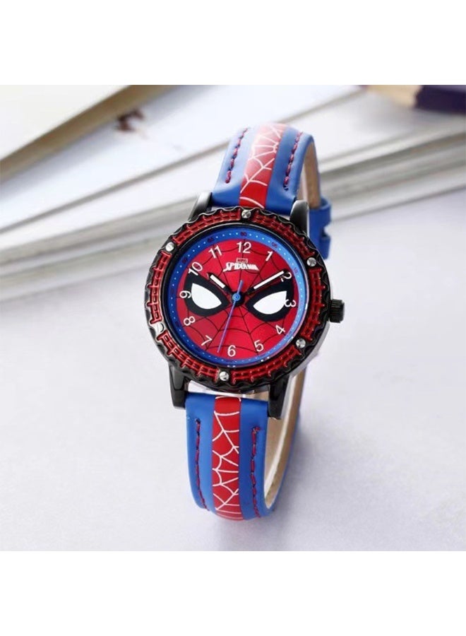 Marvel Spider-Man Classics Marvel Spider-Man Kids Analog Watch - Red & Blue Leather Strap Cartoon Wristwatch for Boys - Image 4