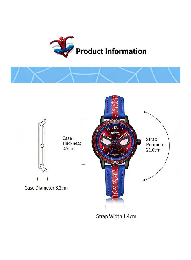 Marvel Spider-Man Classics Marvel Spider-Man Kids Analog Watch - Red & Blue Leather Strap Cartoon Wristwatch for Boys - Image 3