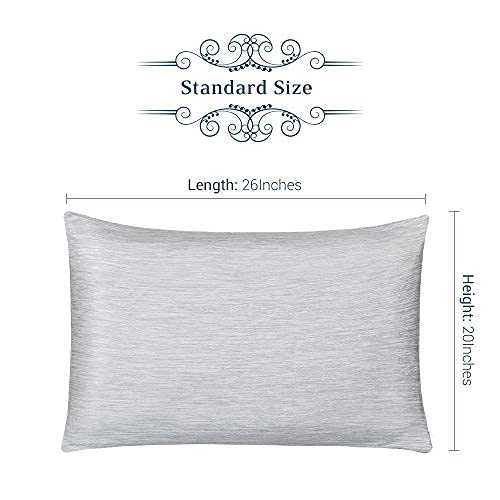 Elegear Cooling Pillow Cases for Hot Sleepers, Japanese Q-Max 0.45 Cooling Pillowcases, Both Sides[Cooling/Cotton], Breathable Soft Pillowcase for Hair and Skin, Set of 2-Gray (Queen (20'' x 30'')) - Image 3