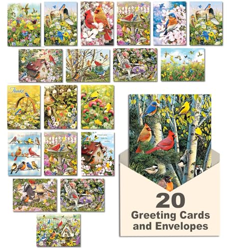 Leanin' Tree, Wings and Wishes, Greeting Cards Assortment Box, Assorted Cards with Envelopes All Occasion, (20 Greeting Cards, 22 Colorful Envelopes) - Image 1