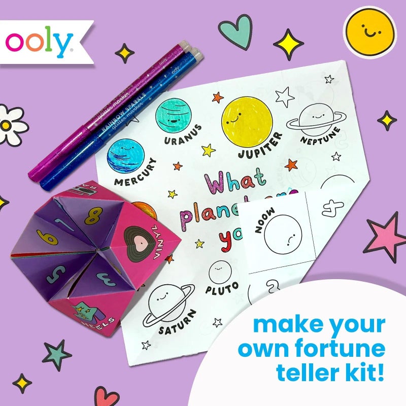 Ooly DIY Paper Kit, 24 Fortune Teller Designs & Stickers, Kit Includes 12 Completed, 6 Blank and 6 Color-in Folding Fortune Teller, Activity Gifts for Kids - Image 2