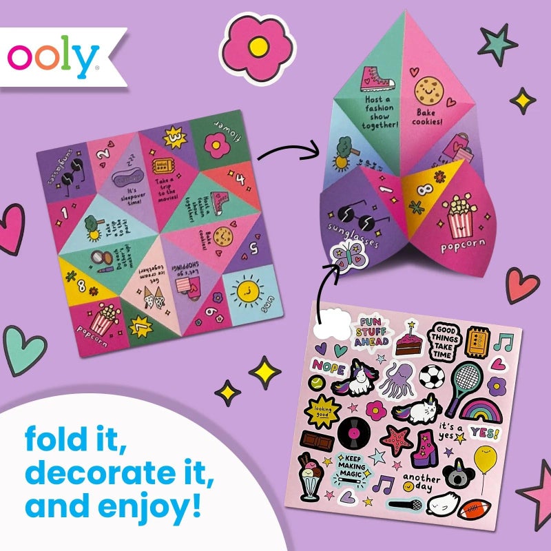 Ooly DIY Paper Kit, 24 Fortune Teller Designs & Stickers, Kit Includes 12 Completed, 6 Blank and 6 Color-in Folding Fortune Teller, Activity Gifts for Kids - Image 4
