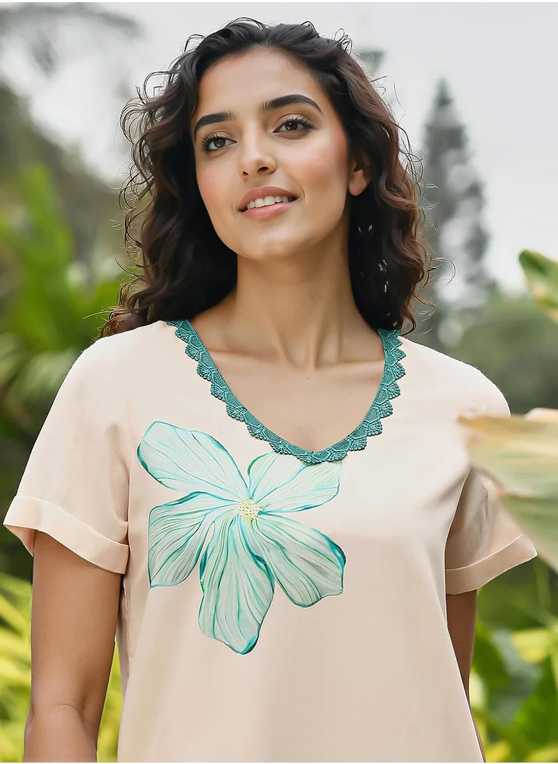  قصة Women's Soft Pink & Seagreen Chantilly Bloom Kurta Set