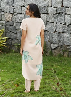  قصة Women's Soft Pink & Seagreen Chantilly Bloom Kurta Set  - Image 4