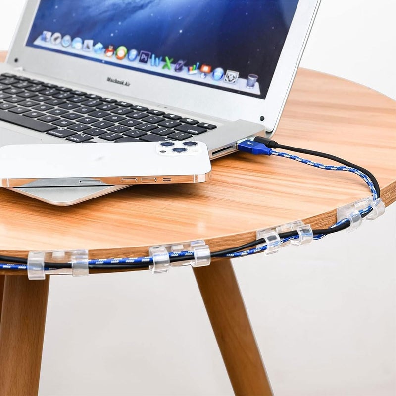 إي سي في في 40 قطعة من مشابك الكابلات القوية ذاتية اللصق لإدارة الكابلات وحامل الأسلاك الشفاف ومشبك الأسلاك ومنظم الأسلاك للكابلات مقاس 4-6 مم للاستخدام الداخلي/الخارجي - Image 3