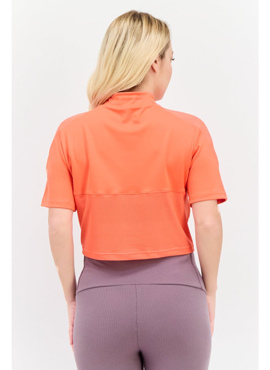Reebok Women Sportswear Fit Short Sleeve Outdoor Top, Orange  - Image 3
