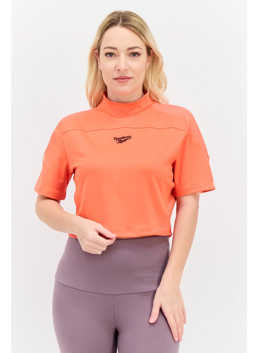 Reebok Women Sportswear Fit Short Sleeve Outdoor Top, Orange  - Image 1