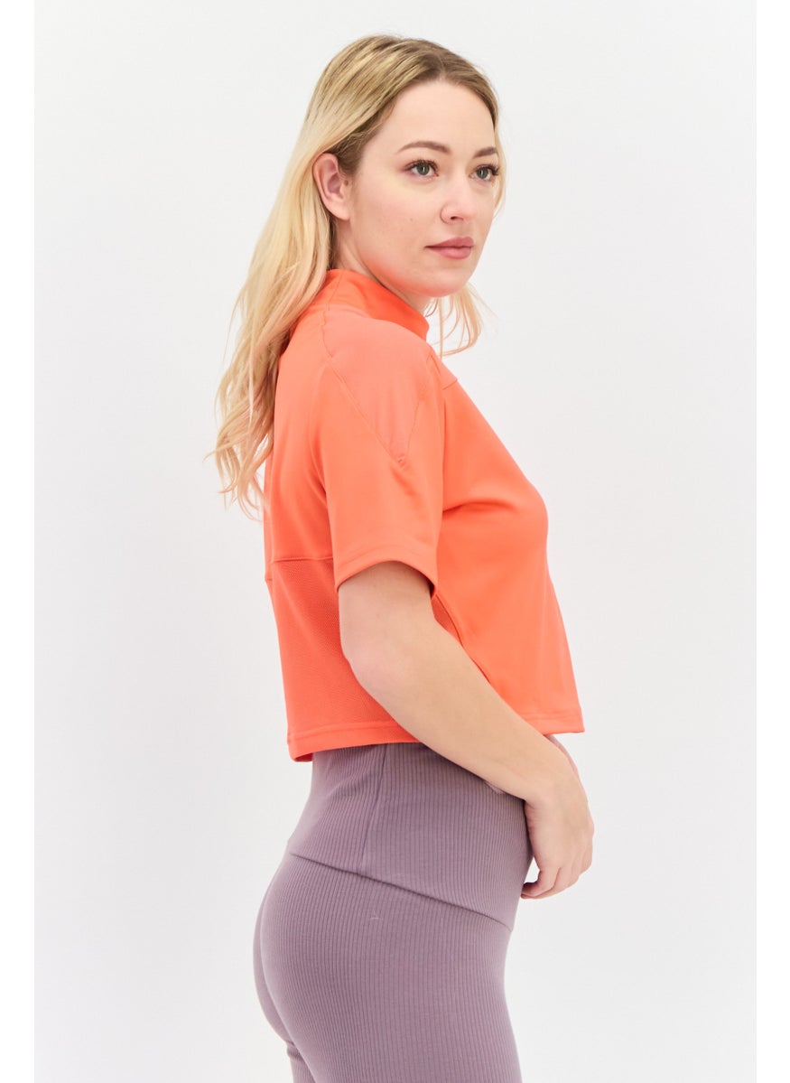 Reebok Women Sportswear Fit Short Sleeve Outdoor Top, Orange  - Image 2