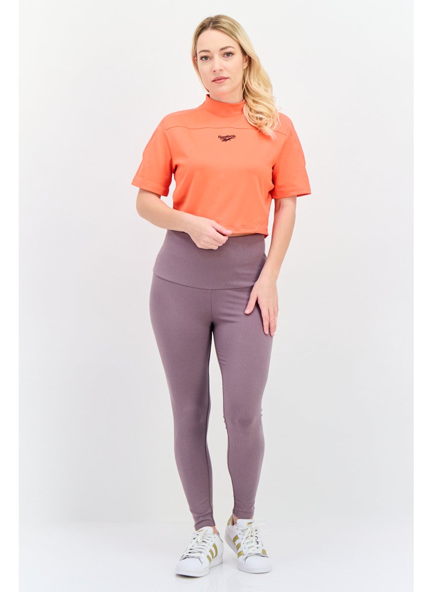 Reebok Women Sportswear Fit Short Sleeve Outdoor Top, Orange  - Image 4