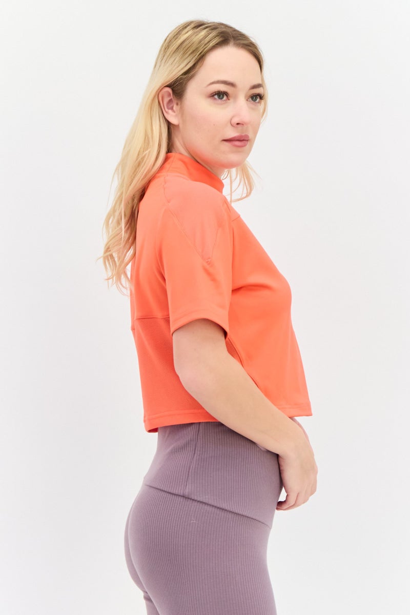 Reebok Women Sportswear Fit Short Sleeve Outdoor Top, Orange - Image 2