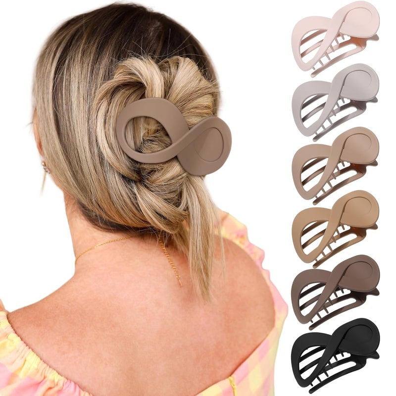 French Concord Flat Hair Clips  6PCS Curved Hair Claw No Slip Hair Clips Volume Strong Hold Clip Hair Claw for Women Girls Matte DuckbillMedium 33