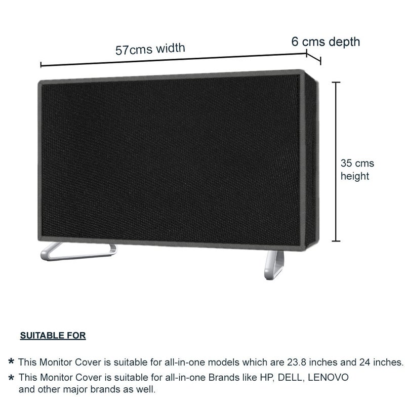 Palap Monitor Dust Cover Water Resistant Nylon Fabric Anti-Static Dustproof LCD/LED/HD Panel Case Computer Screen Protective Sleeve Compatible with HP All in ONE Desktop 24 inches (Black) - Image 3