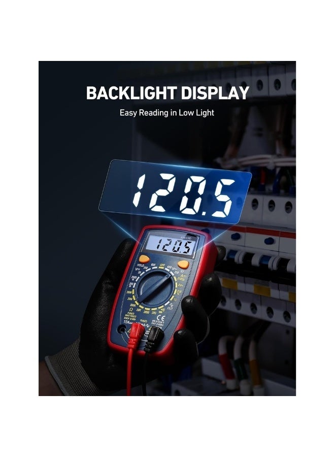 Digital Multimeter Voltmeter Ohmmeter Ammeter Multi Tester Meter With Backlit LCD Electronic Test Meter Measures Voltage Current Resistance; Tests Continuity Diode - Image 5
