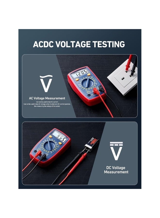 Digital Multimeter Voltmeter Ohmmeter Ammeter Multi Tester Meter With Backlit LCD Electronic Test Meter Measures Voltage Current Resistance; Tests Continuity Diode - Image 4