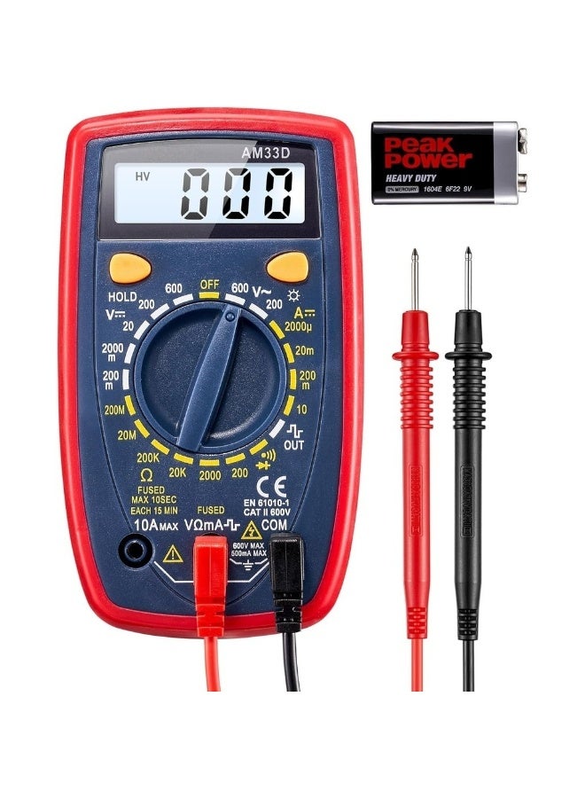 Digital Multimeter Voltmeter Ohmmeter Ammeter Multi Tester Meter With Backlit LCD Electronic Test Meter Measures Voltage Current Resistance; Tests Continuity Diode - Image 1