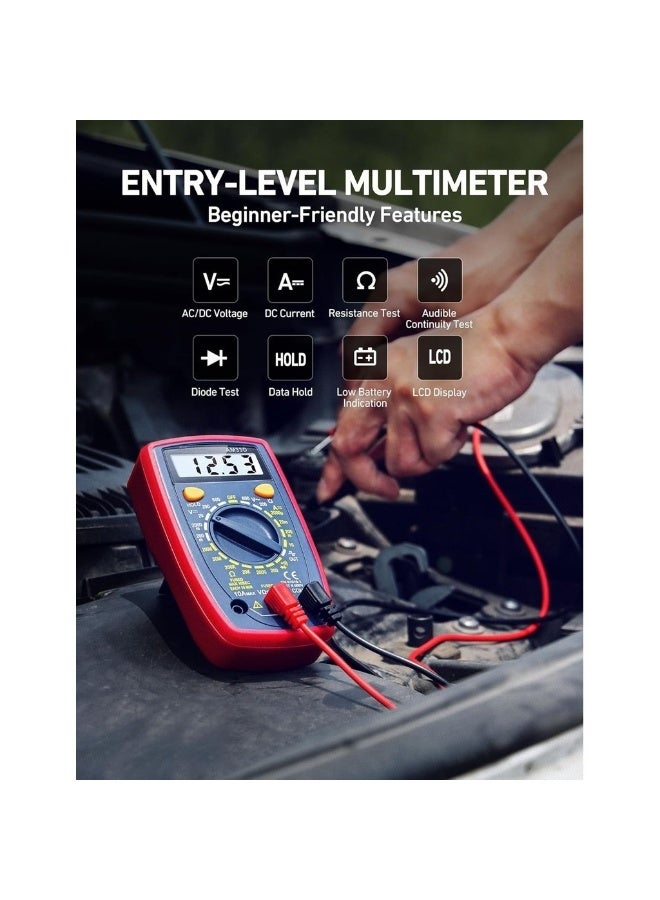 Digital Multimeter Voltmeter Ohmmeter Ammeter Multi Tester Meter With Backlit LCD Electronic Test Meter Measures Voltage Current Resistance; Tests Continuity Diode - Image 2
