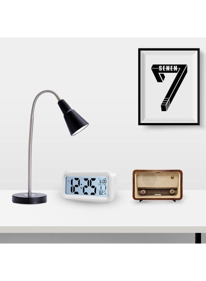 AIRUIFU ساعة منبه رقمية ذكية مزودة بمستشعر درجة الحرارة وإضاءة ليلية للأطفال، ساعة غفوة تعمل باللمس لغرفة النوم (أبيض) - Image 2