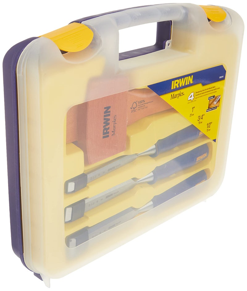 IRWIN Chisel Set for Woodworking with Mallet, 4-Piece (1788114) - Image 3