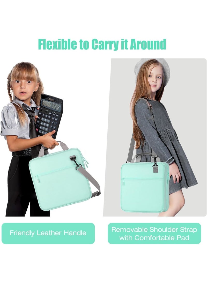 سيوسي 3-Ring Zipper Binder with Shoulder Strap, 500 Sheet Capacity School Binder Organizer, Multi-Pocket Notebook for Middle/High School & College, Durable Zippered Folder with Handle(Mint Green) - Image 5