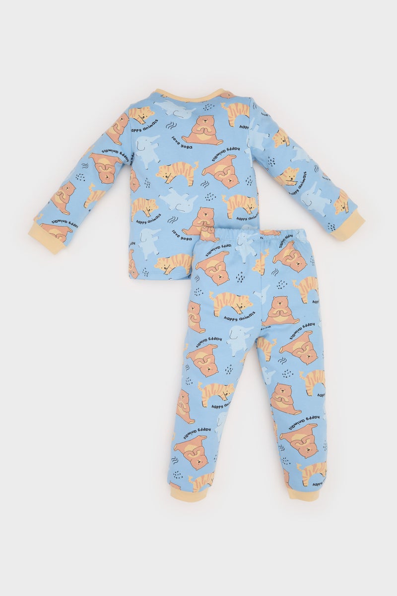 Baby Boy Animal Patterned Long Sleeve 2 Piece Pajama Set