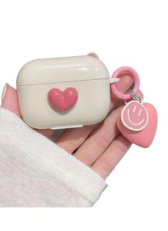نيبمينينت غطاء AirPods Pro2، غطاء وردي من TPU بتصميم قلب ثلاثي الأبعاد للجيل الثاني من Airpods Pro، غطاء واقي ناعم مصنوع من السيليكون يمتص الصدمات مع سلاسل مفاتيح لأجهزة Apple Airpods Pro 2  - Image 1