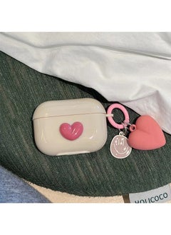 نيبمينينت غطاء AirPods Pro2، غطاء وردي من TPU بتصميم قلب ثلاثي الأبعاد للجيل الثاني من Airpods Pro، غطاء واقي ناعم مصنوع من السيليكون يمتص الصدمات مع سلاسل مفاتيح لأجهزة Apple Airpods Pro 2  - Image 5