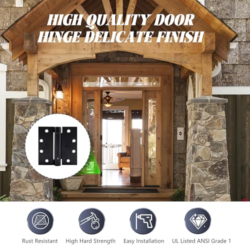 SORGMACH Self Closing Door Hinge 4-1/2 inch Matte Black Auto Close Hinges Adjustable 4 ½"x 4 ½" Spring Hinges Door Closer Hinge Square Corner Commercial Auto Self-Closing Hinge 3 Pieces - Image 5