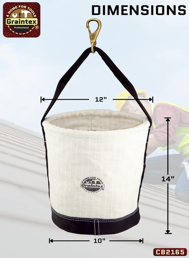 Graintex حقيبة ظهر من قماش جرانتكس CB2165 متعدد الاستخدامات، مزودة بقاعدة جلدية مدببة، 16 جيبًا داخليًا مع خطاف دوار، مقاس 14 × 12 × 10 بوصات، ومقبض من قماش ريب ستوب - Image 3