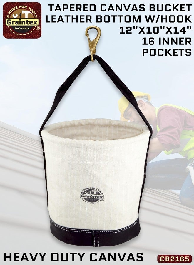 Graintex حقيبة ظهر من قماش جرانتكس CB2165 متعدد الاستخدامات، مزودة بقاعدة جلدية مدببة، 16 جيبًا داخليًا مع خطاف دوار، مقاس 14 × 12 × 10 بوصات، ومقبض من قماش ريب ستوب - Image 2
