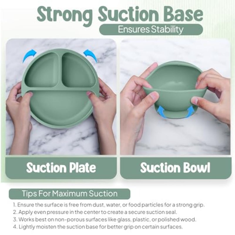 Baby Weaning Set 15 Pcs Silicone Baby Feeding Set with Suction Plate, Bowl, Bib, Sippy Cup, Fruit Feeder, Freezer Tray Silicone Feeding Set for Baby with Suction Plate, Bowl, Bib, Sippy Cup, Fruit Feeder Freezer Tray - Image 5