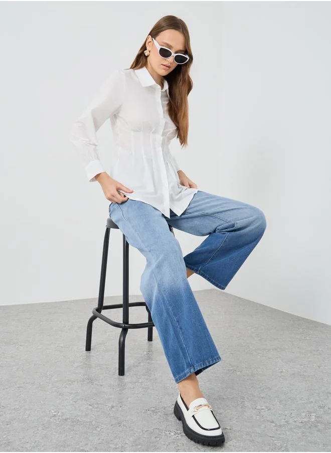 Take Two Take Two Ombre Print Mid Rise Wide Leg Jeans