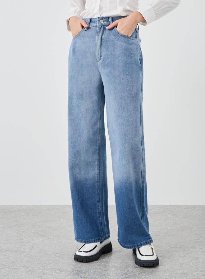 Take Two Ombre Print Mid Rise Wide Leg Jeans - Image 2