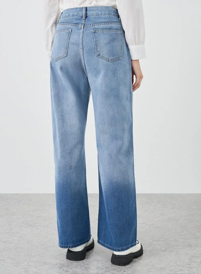 Take Two Take Two Ombre Print Mid Rise Wide Leg Jeans