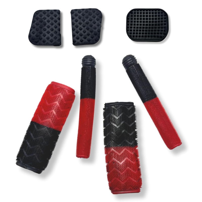 ZENITH New Universal Scooty, Motorcycle Soft Rubber Handle Grip Cover, Universal Fit, Non-Slip Design, Durable Comfort for Honda Activa,Yamaha, Bajaj, Hero (Red 4pc Set + Break Cover + Gear Cover) - Image 1