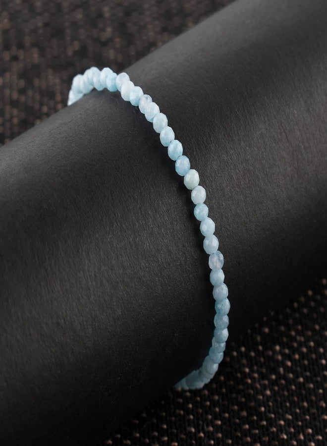 Yanara Natural Larimar Jewelry for Women Dolphin Stone- Pectolite -Sea- Caribbean Gemstone Micro Beads Dainty Bracelet Gifts For her, Birthstone Energy Crystals, Silver Plated Chain 8 inch, Christmas Gifts - Image 4