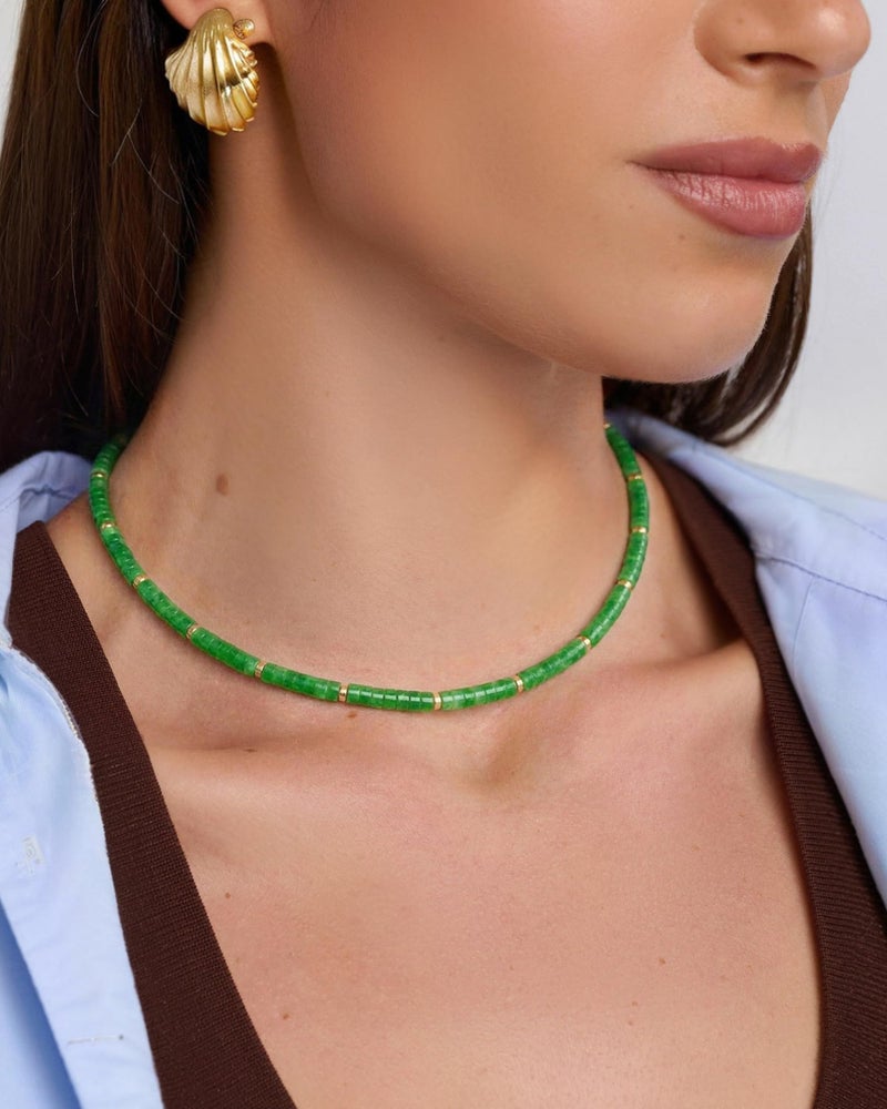MIDDLUX Choker Necklace for Women, Green Necklace, Beaded Necklaces for Women, Summer Jewelry, Green Jewelry, Crystal Necklaces - Image 2