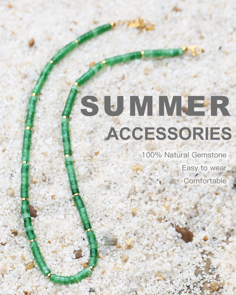MIDDLUX Choker Necklace for Women, Green Necklace, Beaded Necklaces for Women, Summer Jewelry, Green Jewelry, Crystal Necklaces - Image 5