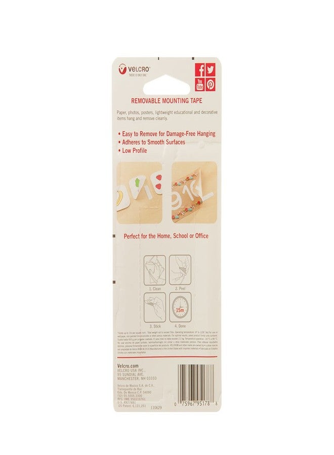 VELCRO Brand "VELCRO Brand - Removable Mounting Tape, Damage-Free Decorating, 18"" x 3/4"" Roll" (95178) - Image 2