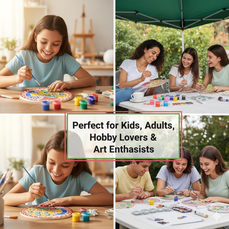 HOBBY INDIA Lippan Art and Craft Materials Kit for Adults and Beginners I Premarked MDF Board Mandala Art Painting DIY Kit for Room Wall Hanging Office and Home Decoration (Peacock) - Image 4