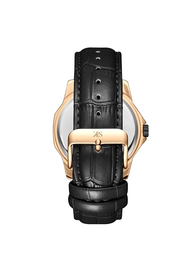 KENNETH SCOTT Kenneth Scott K24018-KLBB Men's Analog Display Watch & Leather  Strap Black