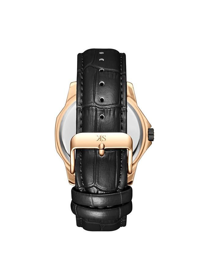 Kenneth Scott K24018-KLBB Men's Analog Display Watch & Leather  Strap Black - Image 2