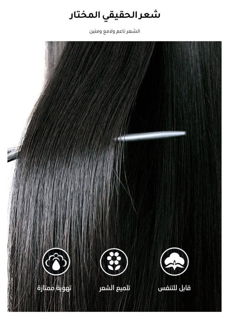 شعر مستعار كوري من شعر طبيعي، قابل للقص والتسريح - Image 3