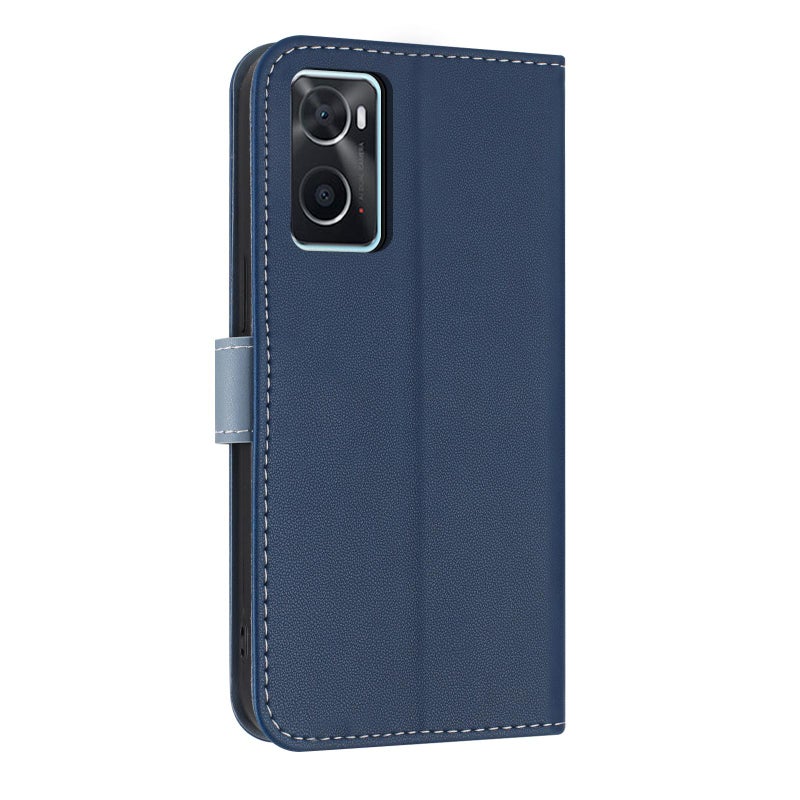 HuHa Case Cover For OPPO A36 4G / A76 / A96 Metal Bow Leather Phone Case with Hand Strap(Dark Blue) - Image 3