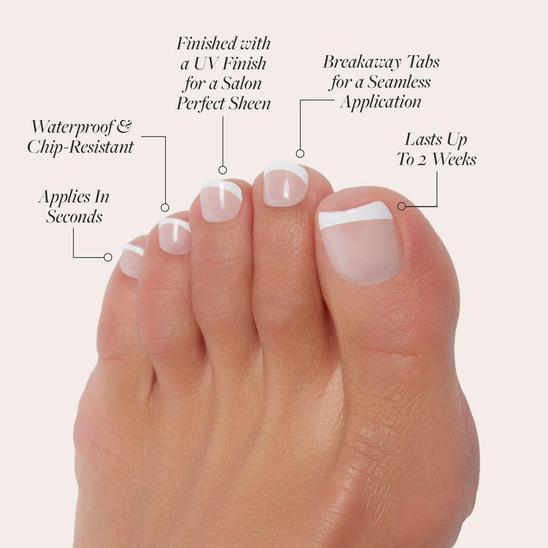Glamnetic Press On Toenails - MaDamn | Classic White French Tip Fake Toe Nails with a Glossy Finish | 16 Sizes - 32 Toe Nail Kit with Glue - Image 3