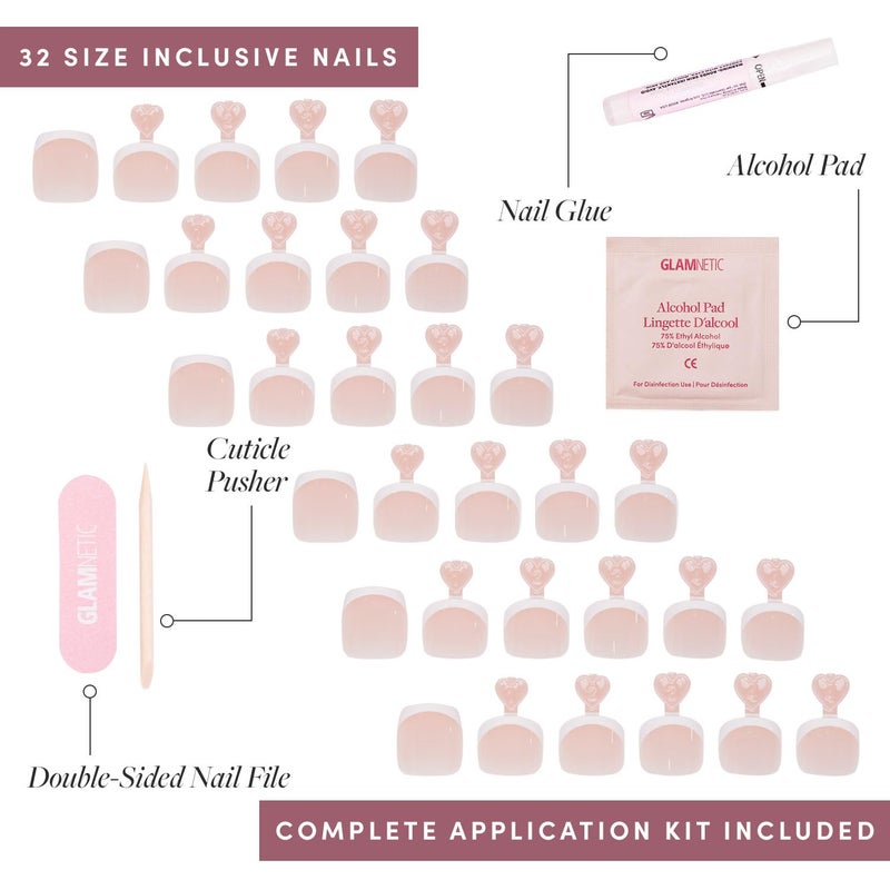 Glamnetic Press On Toenails - MaDamn | Classic White French Tip Fake Toe Nails with a Glossy Finish | 16 Sizes - 32 Toe Nail Kit with Glue - Image 4