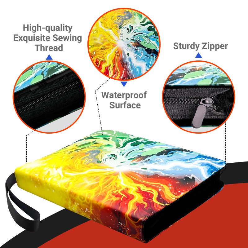 FARICHE Trading Card Binder for TCG Cards, 9-Pocket Portable Card Collector Ablum Holder Book Fits 900 Cards with 50 Removable Sleeve, Waterproof Card Binder Display Storage Carrying Cases for TCG-Storm - Image 2