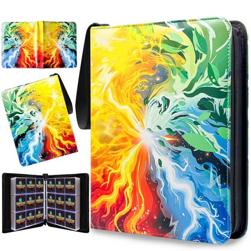 FARICHE Trading Card Binder for TCG Cards, 9-Pocket Portable Card Collector Ablum Holder Book Fits 900 Cards with 50 Removable Sleeve, Waterproof Card Binder Display Storage Carrying Cases for TCG-Storm - Image 1