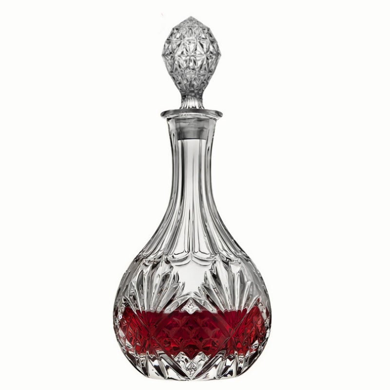 KNC Whiskey Decanter With Glass Stopper,Liquor Decanter For Alcohol,Wine,Scotch,Brandy or Bourbon, Lead-Free Crystal Decanter Circular(800ml/27oz) - Image 1